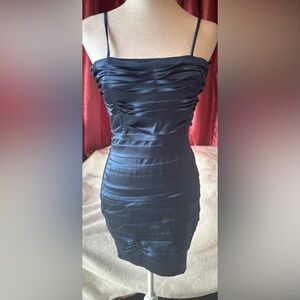 B Darlin Navy Blue Strapless Ruched Cocktail Dress